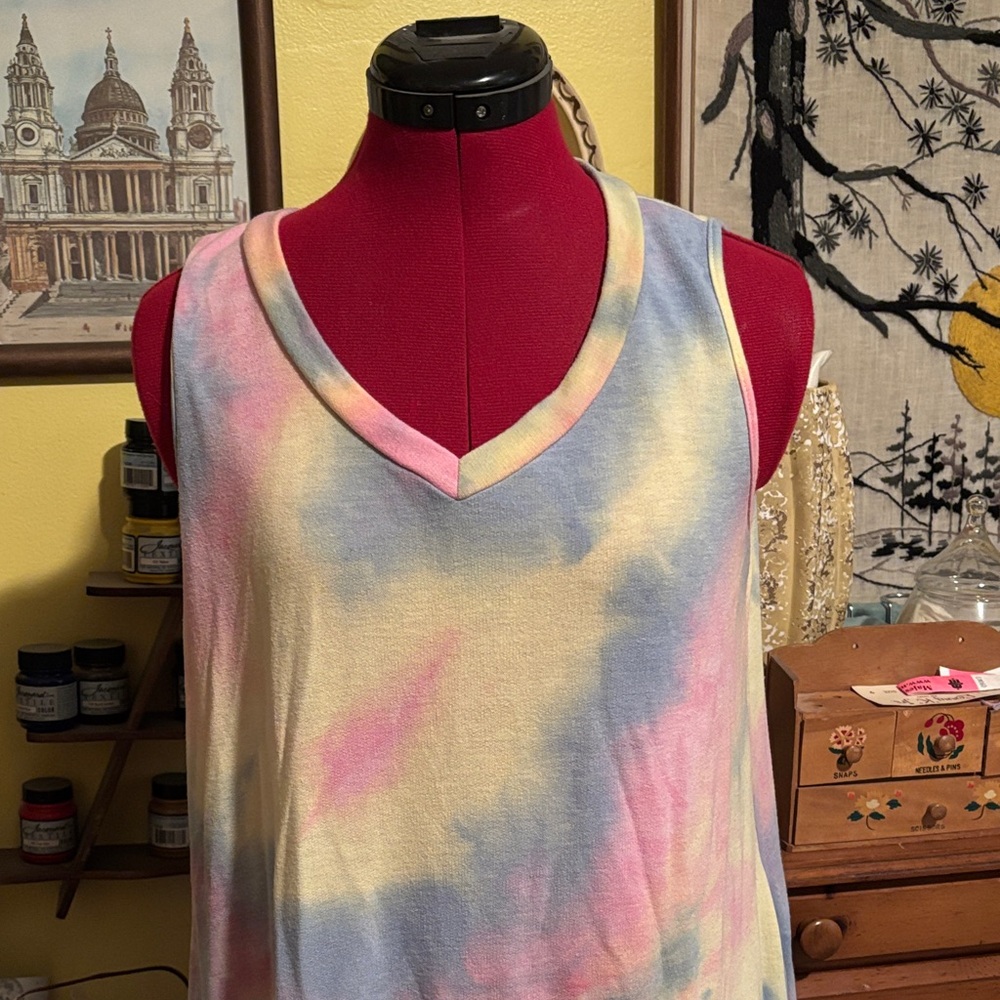 Rae Mode Tie-Dye Sleeveless Maxi Lounge Dress